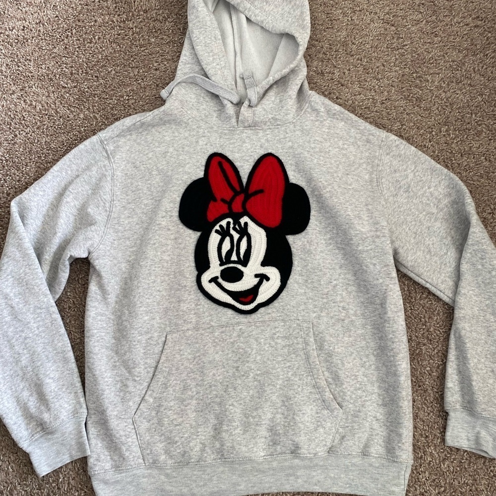 Gray Hoodie with Minnie Mouse small